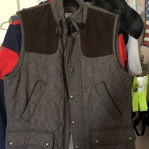 JoS. A. Bank Men’s Vest Size Medium. Brown Suede and Herringbone. Zip/Button